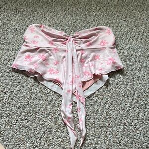 Pink Floral Strapless Top